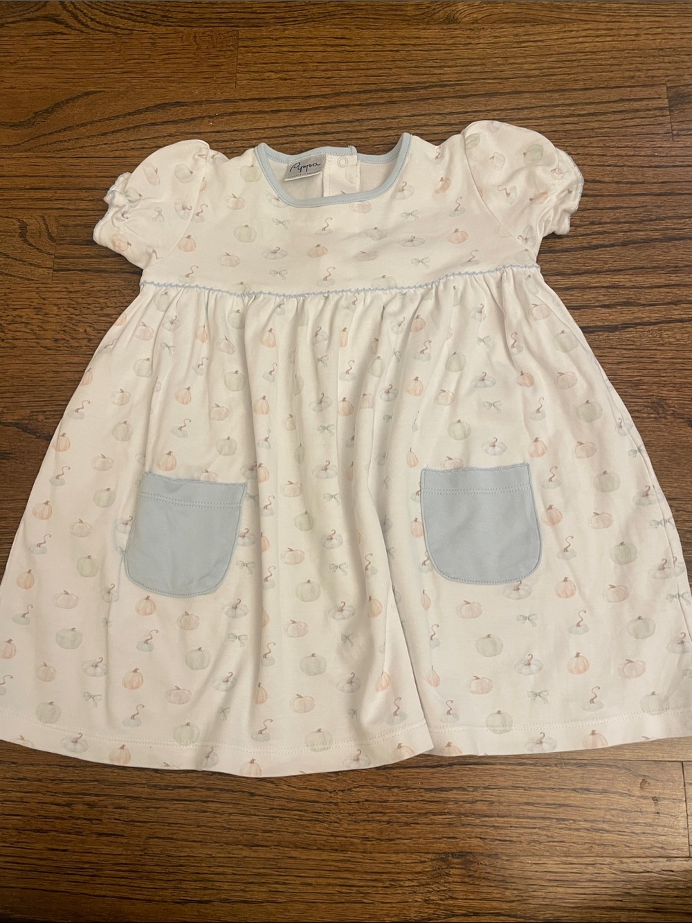 Light Pink Puff-Sleeve Pocket Dress for Kids